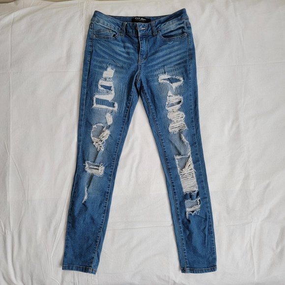 Wax Jean Distressed Blue Jeans - Picture 4 of 7